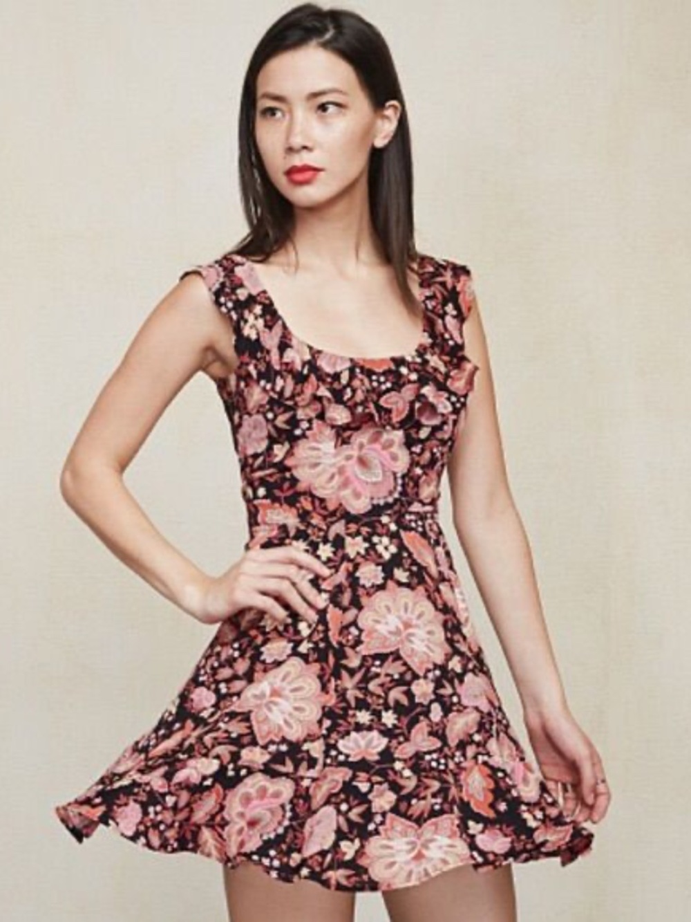 Reformation Mini Dress with Pink Floral Pattern
